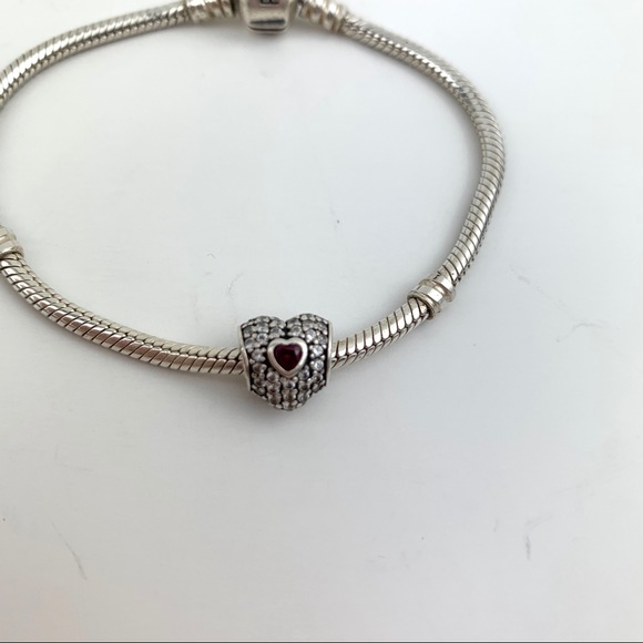 Pandora Heart shaped Pavé Charm Bracelet silver - Picture 2 of 16